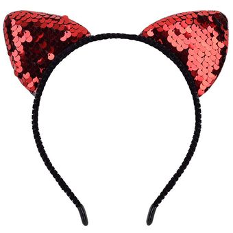 accesorios para el cabello regalos para mujeres y niñas aros Diadema con orejas de gato y lentejuelas reversibles diadema ostentosa orejas de gato sobre el pelo arcoíris brillantes 