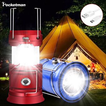 Linterna de Camping LED Solar linterna de supervivencia portátil súper brillante recargable por USB,al aire libre,tormentas,cortes,luz de Camping 