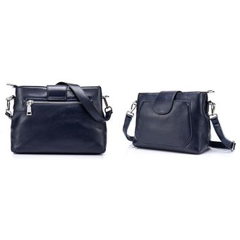 24*18*10cm 2 compartimentos con cremallera de las mujeres de cuero genuino bandolera de mensajero de piel auténtica bolso de hombro femenino...A112 #Red 