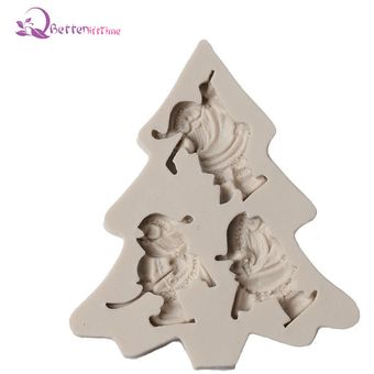 Navidad lindo Santa Claus molde DIY silicona Fondant herramienta de decoración para hornear molde de chocolate 
