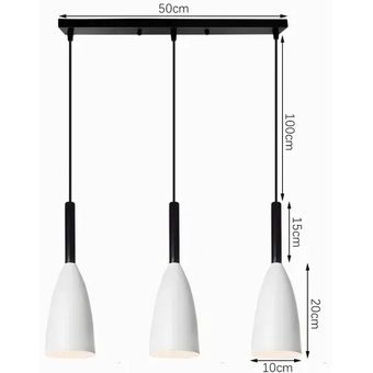 Lámpara Colgante Moderna Con 3 Luces De Metal E27 Blanco 