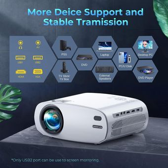 Proyector inteligente proyector con WiFi y Bluetooth mini proyector de -  VIRTUAL MUEBLES