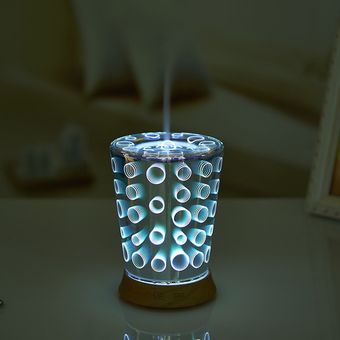 Difusor de aroma al aroma del aceite esencial de la luz del vidrio del círculo de efecto 3D 