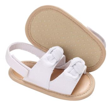 Sandalias de bebé para niña pequeña suela blanda lazo Prewalker para niño pequeño zapatilla antideslizante con lazo de verano Sandalia de 0 a 18M 