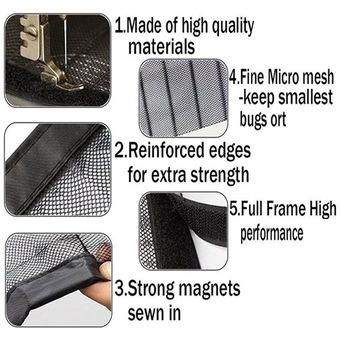 #Black-Width 140cm Moustiquaire de porte magnétique noire,cadre complet,boucle de crochet auto-adhésive,mains libres,personnalisable 