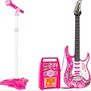 Juguete Guitarra Eléctrica Con Amplificador Micrófono rosa
