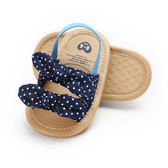 Sandalias de verano para bebés recién nacidos zapatos de princesa con lazo de lunares de algodón 