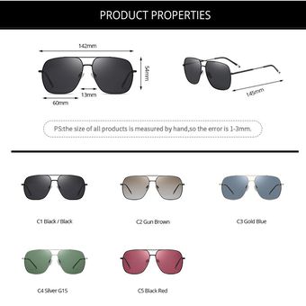 Pro Acme Sunglasses Men Polarized Designer Square Metal Sun 