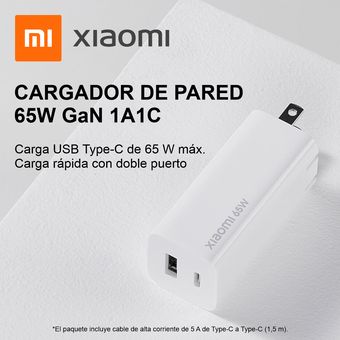 Cargador De Carga Rápida Xiaomi 65w Gan Charger (type A + C)