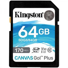 Memoria SD 64GB Kingston SDXC Clase 10 Canvas Go! Plus SDG3/...