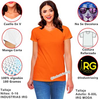 Camiseta de manga corta para mujer, 100% algodón, color naranja, talla  XXXL, Naranja