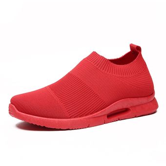 blanco y rojo para verano, zapatos sin cordones color negro mocasines de alta calidad Lace-Up Red#Zapatillas deportivas de malla transpirable para hombre 