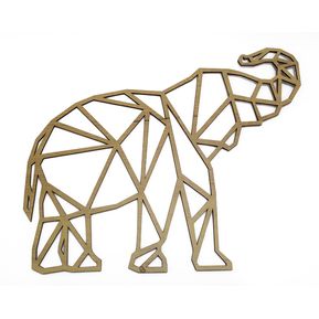 Elefante Decorativo en Madera para Pared con Diseño Geométrico