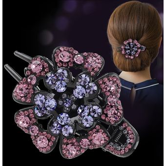 accesorios para el cabello para mujer horquillas para el pelo con diamantes de imitación horquilla brillante coleta Pinzas para el pelo con diseño de flores molanas para mujer 