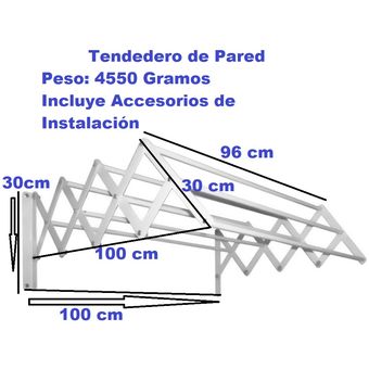 Tendal para pared con accesorios 1 metro
