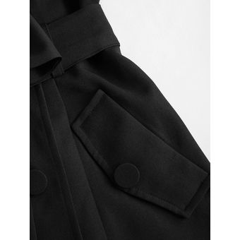 Vestido Corto Zaful con Cinturón de Lazo-Negro 