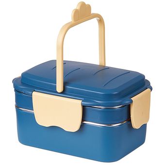 De acero inoxidable aislado caja de almuerzo linda de doble capa de almuerzo envase de alimento Azul 