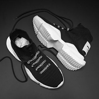 Zapatos informales para hombre calzado para hombres JUN（#all black） Tenis Masculino zapatillas de deporte de verano botines transpirables calcetín superior alto 