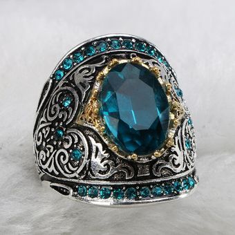 Collacity Silver 925 Joyería En Fiesta Anillo De Aguamarina Collacity Silver 925 Joyería En Fiesta Anillo De Aguamarina