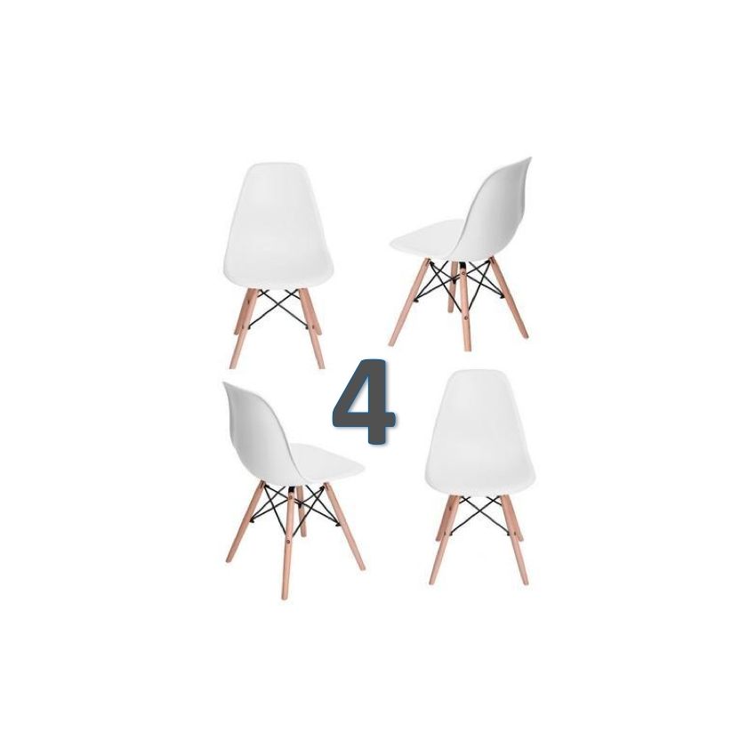 Set 4 Sillas Eames de Diseño Oslo Blancas