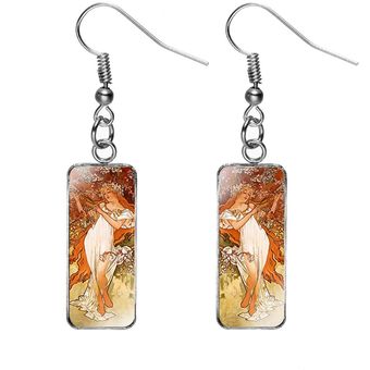 Pendientes Rectangulares Vintage Alphonse Mucha Beauty De La 