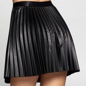 r Falda corta negra Minifaldas plisadas de cintura alta para mujer 