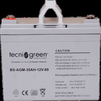 Batería Solar 12v 35ah Agm Recargable Tecnigreen