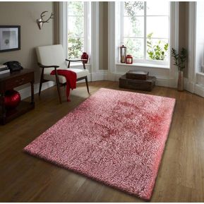 Tapete para Sala Peludo Rosa Coral 1.40x2m hecho a mano 100 poliester