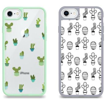 Dos Fundas Para iPhone SE 2020, 7 y 8 - Green cactus Switch