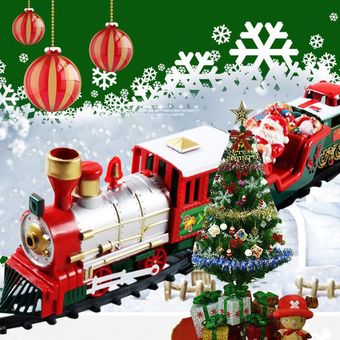Regalos de Navidad del tren eléctrico de juguete eléctrico de coches de juguete pista Año Nuevo Niños 