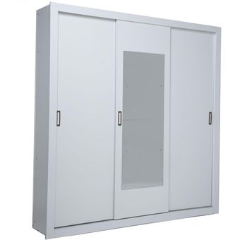 Armario ropero 120 cm KALEB. Armario 3 puertas + 2 cajones para dormitorio  o vestidor en color Blanco