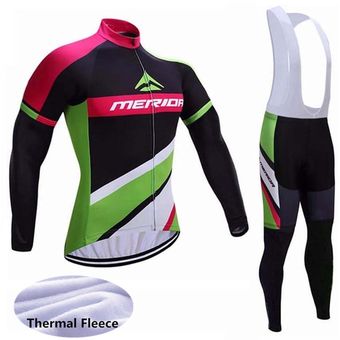 9D gel pad Conjunto de jersey de ciclismo para deportes al aire libre equipo de manga larga de invierno térmico de lana ropa de ciclismo #Pic Color 