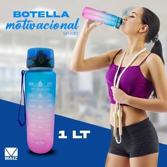 Botella De Agua Deportiva 1 Litro Gym Vaso Motivacional