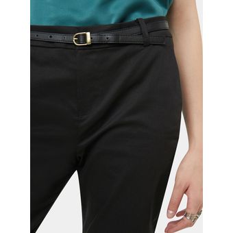Pantalon Chino Unicolor Con Cinturon