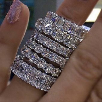 Anillo De Compromiso Eterno Hecho A Mano 925 Plata Esterlina 