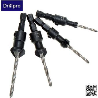 Drillpro 4Pcs Carpintería Avellanador Juego de brocas para 