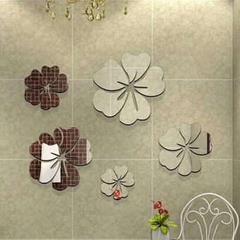 Hibiscus extraíble Mordern Espejo pared pegatinas decoración de la habitación de los niños etiqueta 