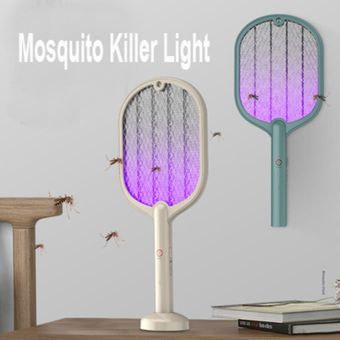 Raqueta antimosquitos eléctrica dos en uno de 3000V lámpara UV reca 