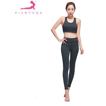 Las mujeres Yoga Conjunto sujetador deportivo pantalón largo Chaleco Fitness Push Up Bra transpirable-Negro Gris Grisnegro negro 