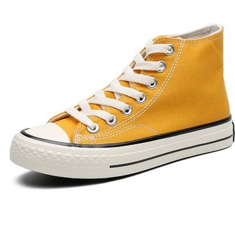 de alta calidad High#Zapatos de lona para hombre primavera y otoño planos vulcanizados zapatillas informales a la moda para estudiantes 
