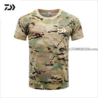 Camiseta de pesca de camuflaje para hombre transpirable para deportes al aire libre ropa de pesca de manga corta de verano de secado rápido 