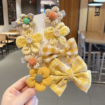 Nuevo muchachas lindas del arco flor colorido conjunto de horquillas niños coreanos tocado dulce broches pelo Clips bebé adorno para el pelo 