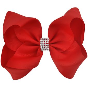 cinta de grogrén Clip de Boutique lazo grande con diamantes de imitación accesorios para el cabello con lazo Pinzas para el pelo de 8 pulgadas para niña 