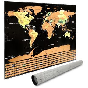 Redlemon Mapa Mundial Para Rascar Países, Ciudades y Banderas Laminado