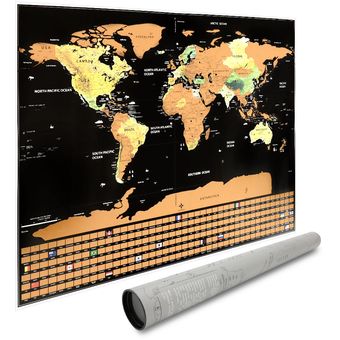 Redlemon Mapa Mundial Para Rascar Países, Ciudades y Banderas Laminado