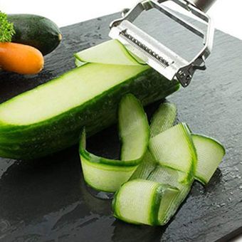 Acero inoxidable de doble cabeza multifuncional rallador de cocina de Peeler vegetal 