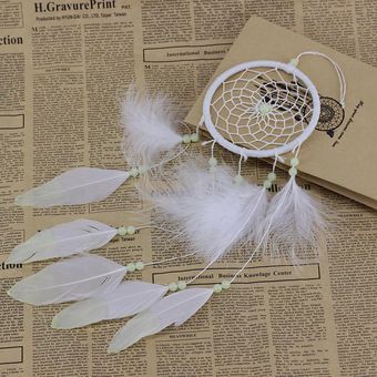 Atrapasueños noctilucentes con plumas Decoración para colga 