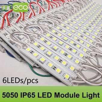 100 unidslote DC12V SMD 5050 6 módulos LED IP65 módulo led impermeable 5050 Bla（#Luz cálida） 