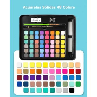 Kit Acuarelas Profesionales Arte Acuarelas Sólidas 48colores