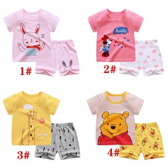 1-3 años Bebé niñas niños Conjunto de ropa de verano Ropa para niños Traje de algodón de manga corta para niños 